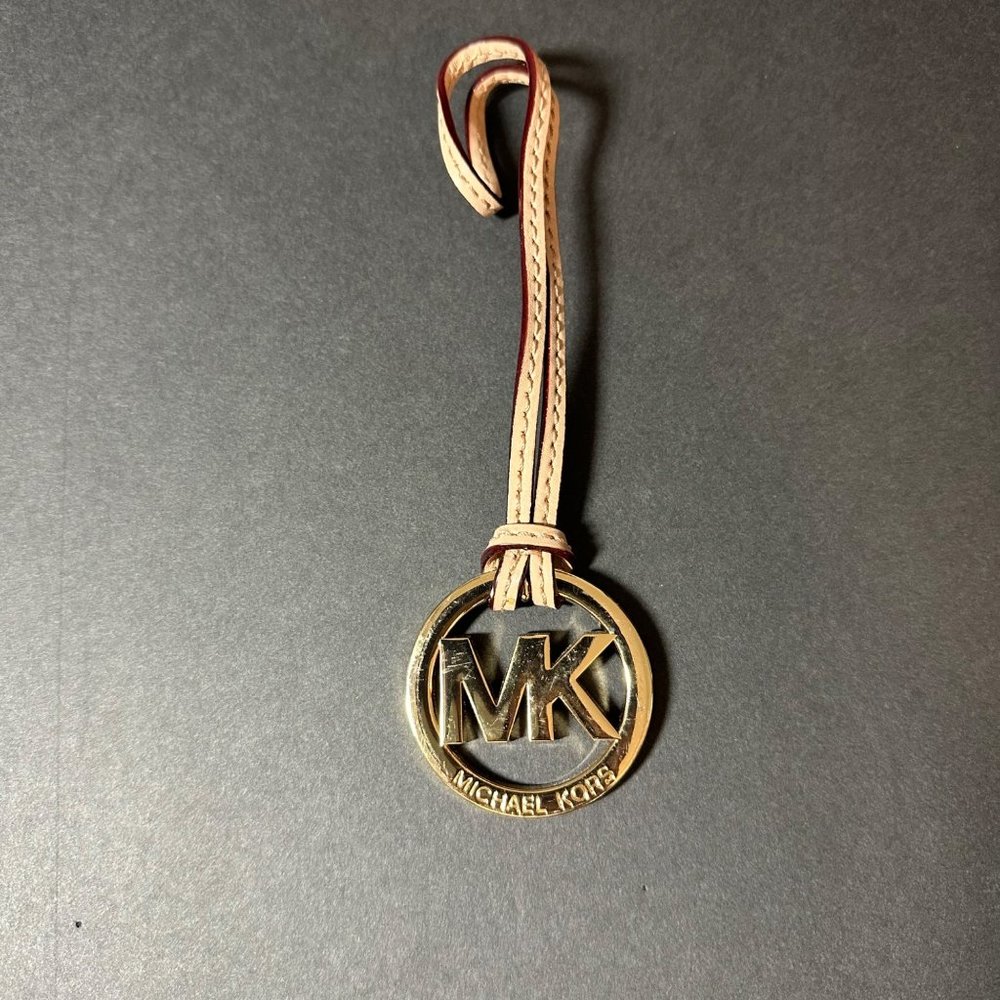 Michael Kors Gold Tone Metal Purse Charm with Leather Strap - Picture 2 of 3